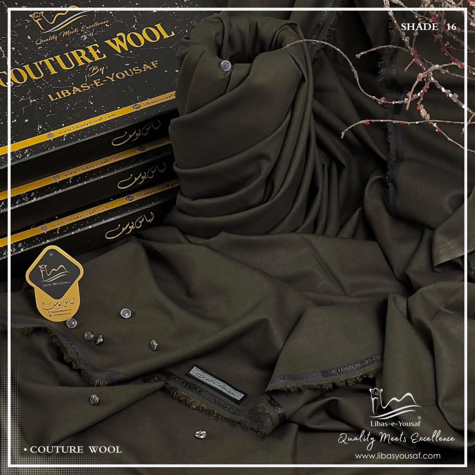 Supper Luxury Winter Wear Couture Wool Shalwar Kameez Unstitched Suit for Men